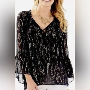 Lilly Pulitzer Onyx Silk Metallic Top